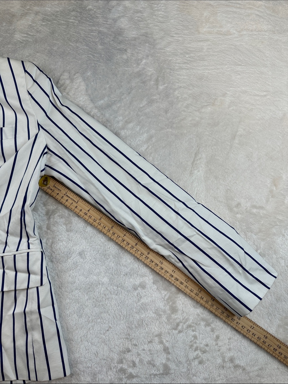 Lauren Ralph Lauren Cotton Silk White Blue Striped Blazer Jacket Women’s 4P - Picture 7 of 11